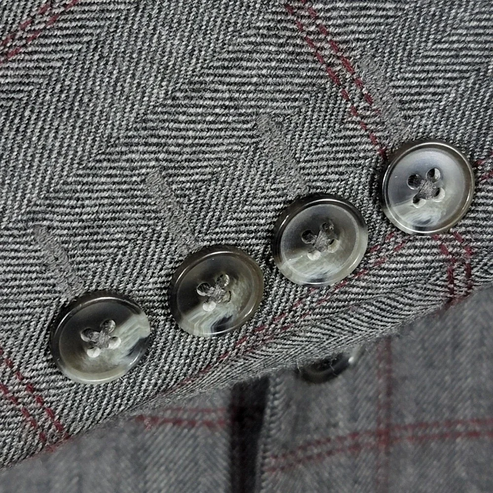 Tasso Elba Men's Sport Coat Gray Herringbone Plaid‎ Poly Wool Size Large 42-44